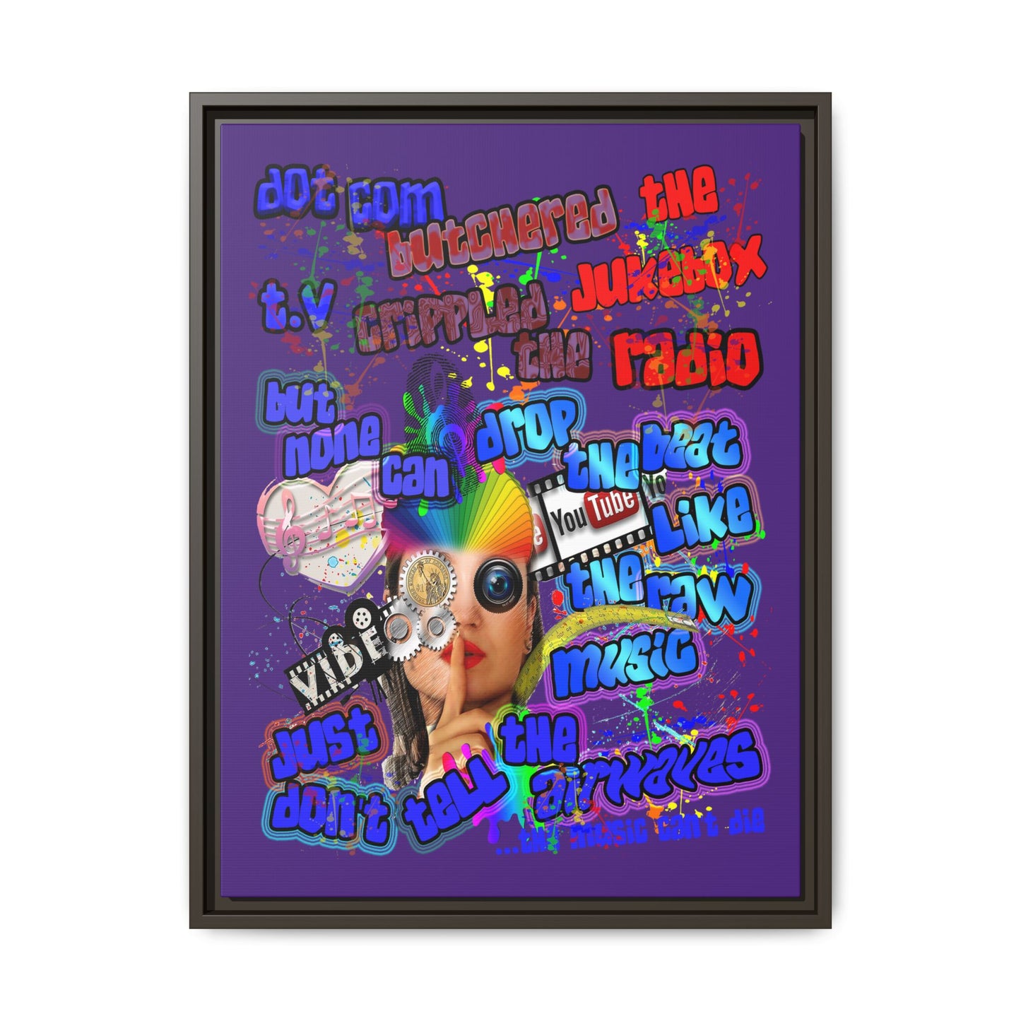 drop the beat - framed canvas art (purple)