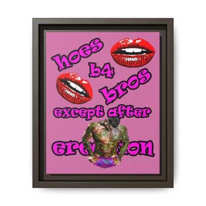 hoes b4 bros - framed canvas art (light pink)