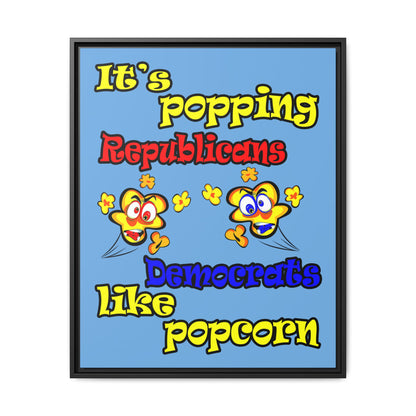popping like popcorn - framed canvas art (light blue)