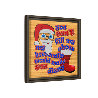 santa's shoes - framed canvas art (butterscotch wood finish)