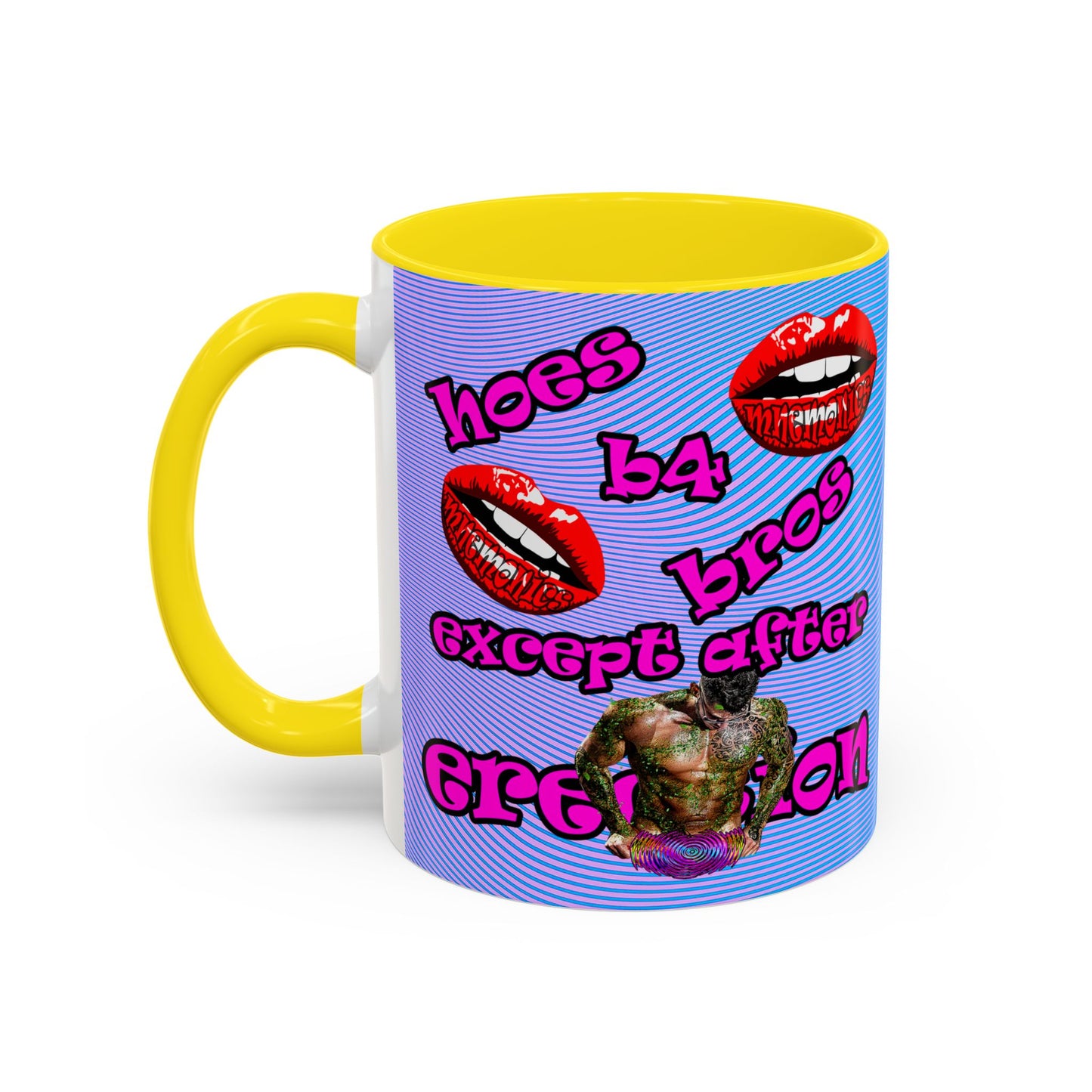 hoes b4 bros - Accent Mug (light blue-purple wave)