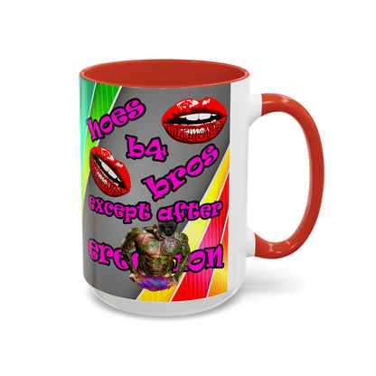 hoes b4 bros - Accent Mug (rainbow split)