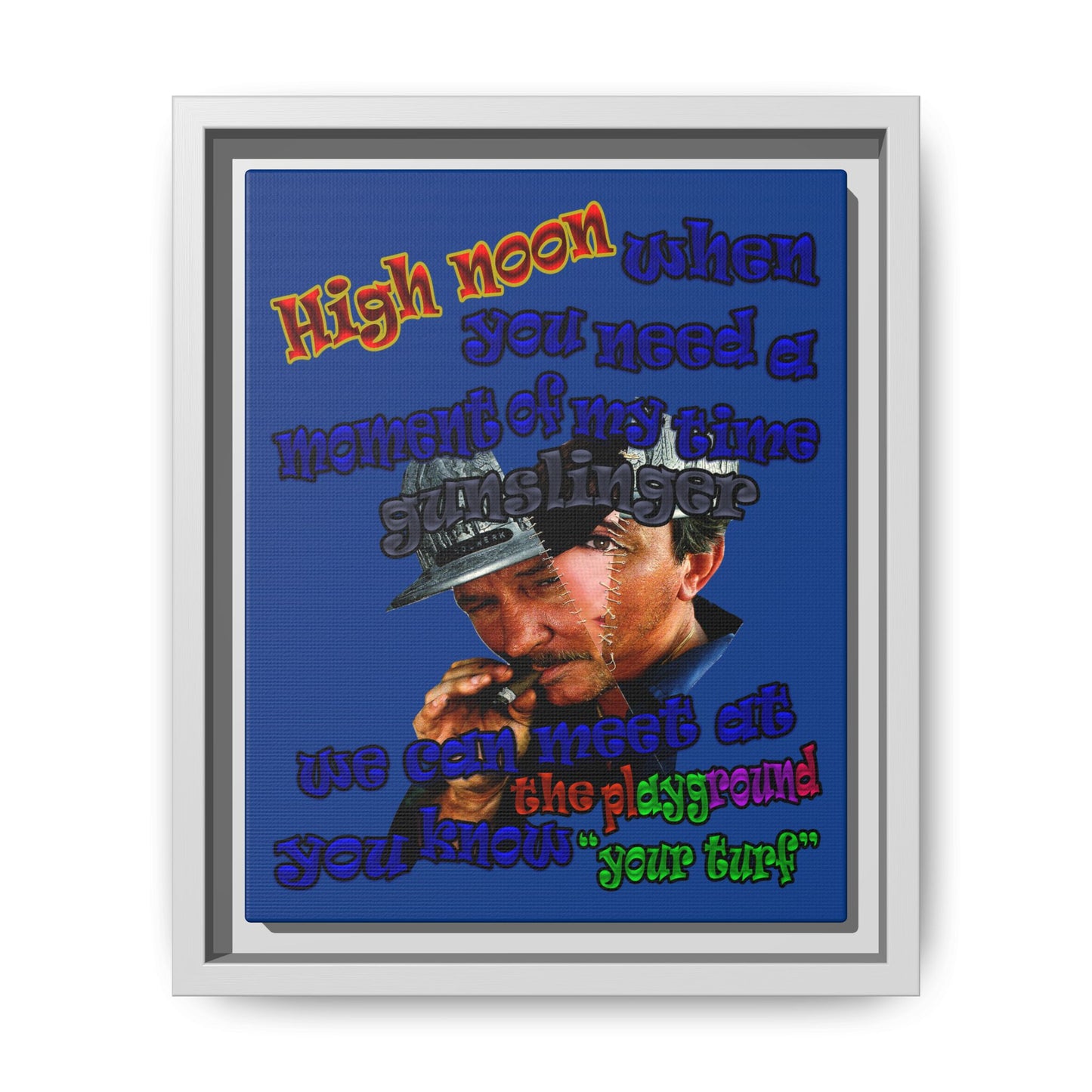 high noon - framed canvas art (dark blue)