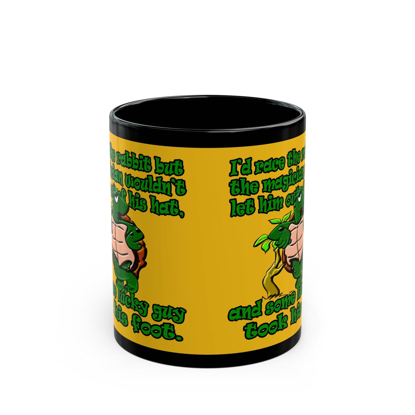 turtle race - Black Mug (yellow)