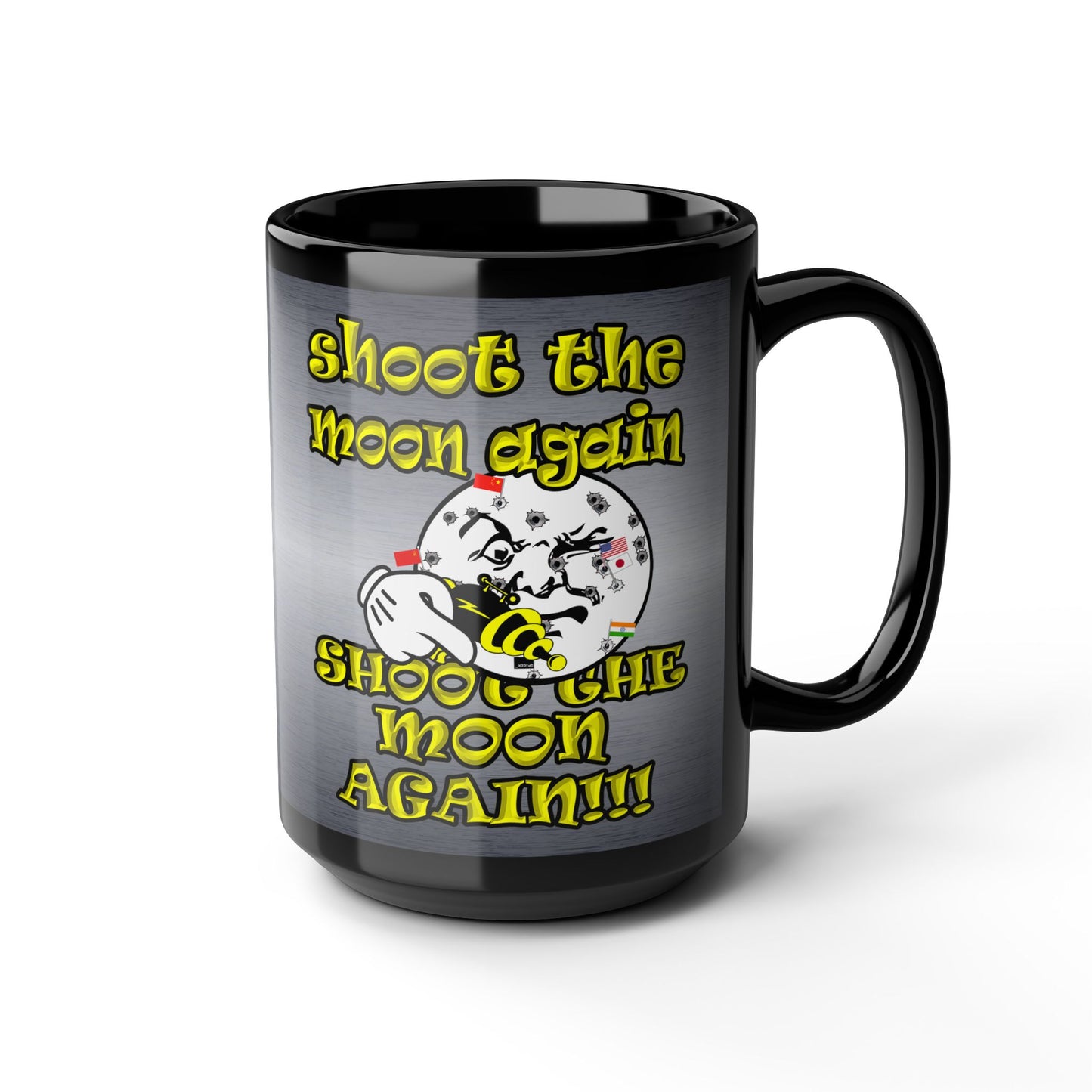 shoot the moon again - Black Mug (brushed nickel)