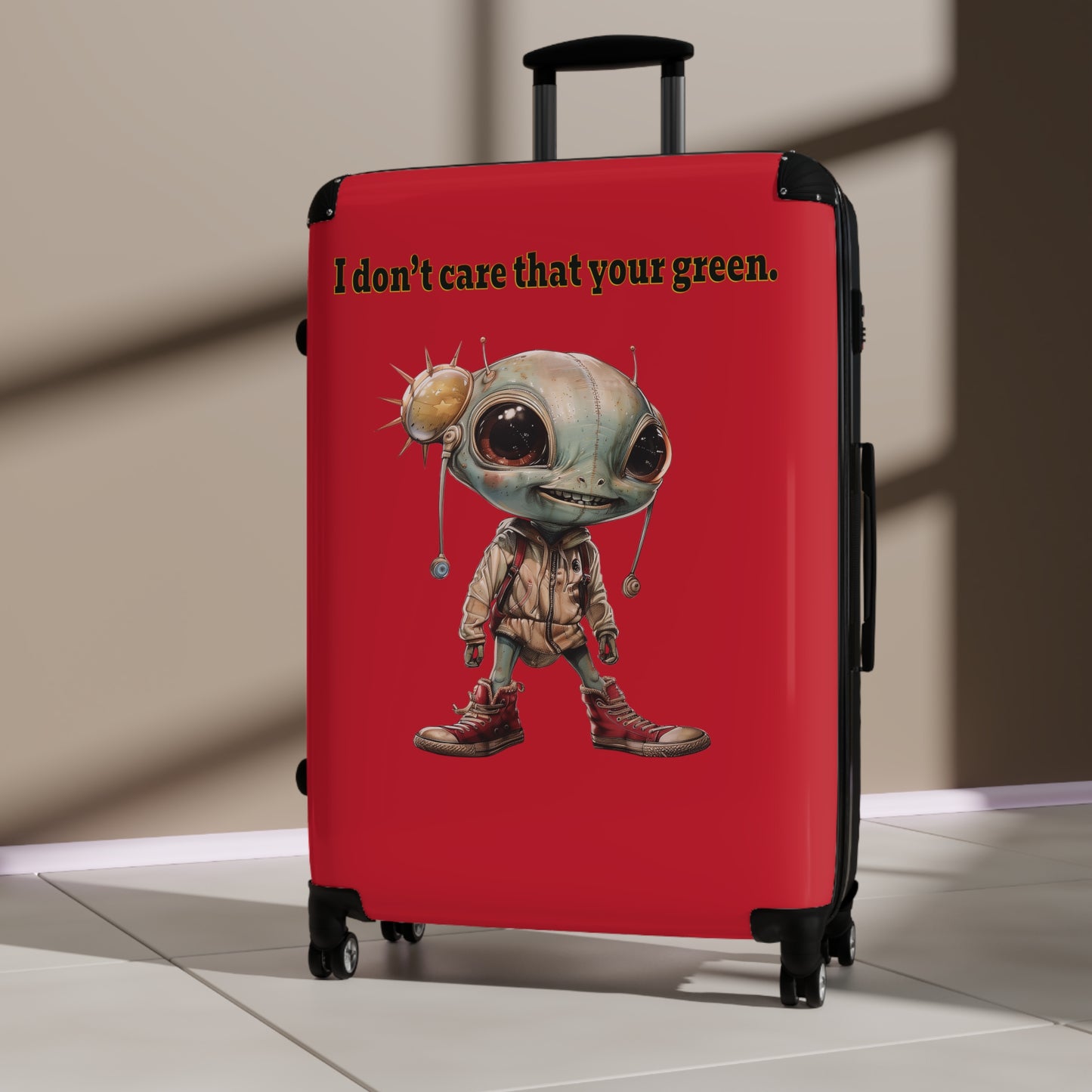 I don't care that your green - Suitcase (dark red)