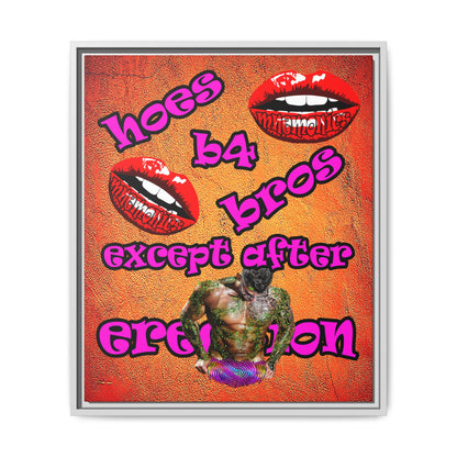 hoes b4 bros - framed canvas art (burnt orange)