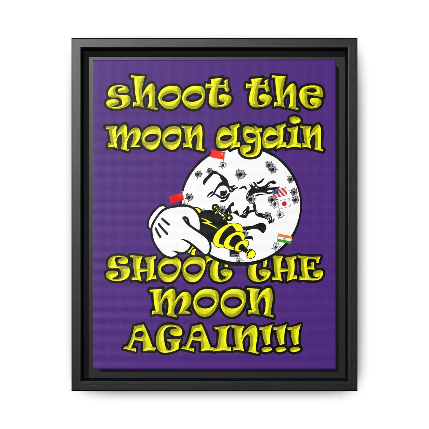 shoot the moon again - framed canvas art (purple)