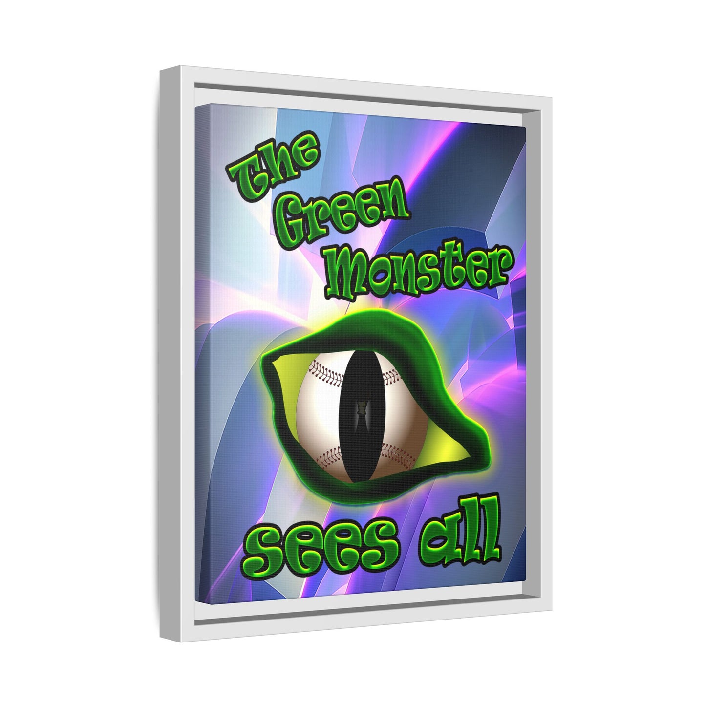 green monster - framed canvas art (grey-pink wave)