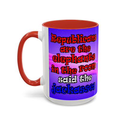 donkeys and elephants - Accent Mug (purple-pink wave)