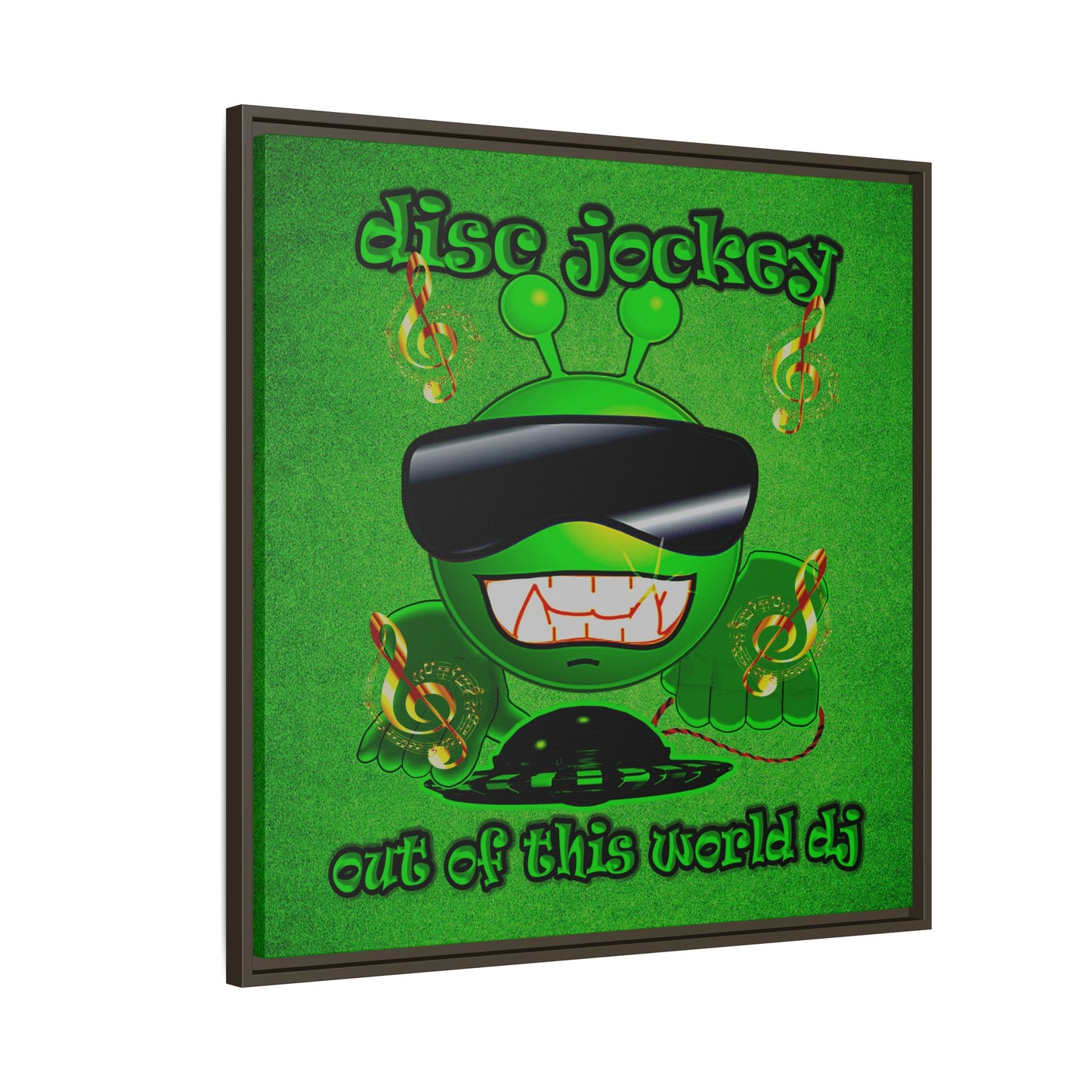 disc jockey - framed canvas art (green turf)