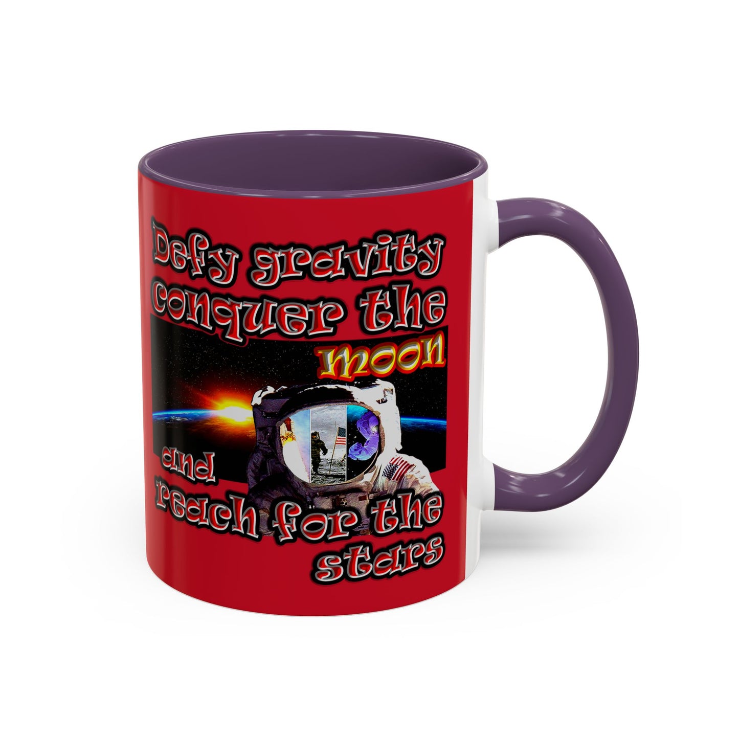 defy conquer reach - Accent Mug (dark red)