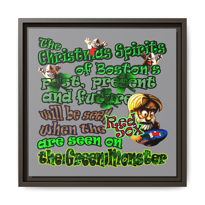 christmas spirits of boston - framed canvas art (grey)