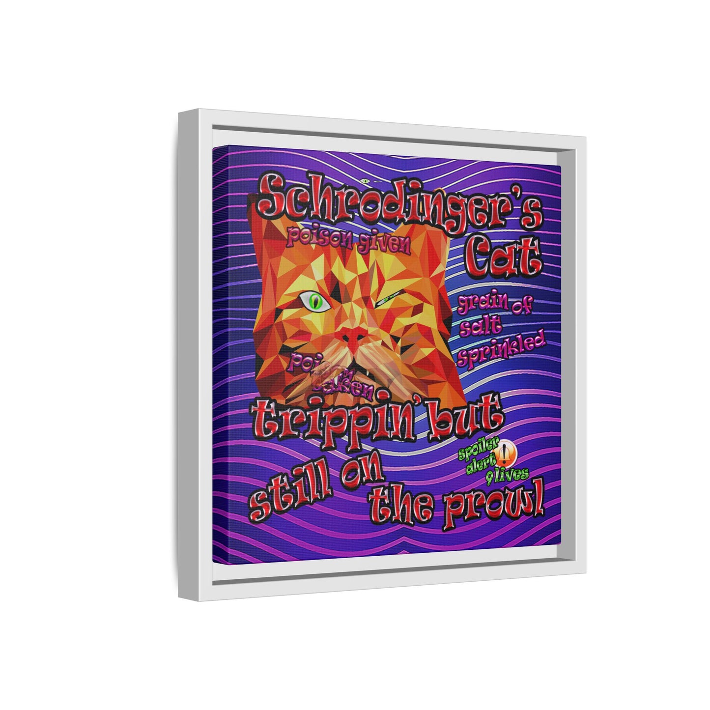 schrodinger's cat - framed canvas art (purple wave)