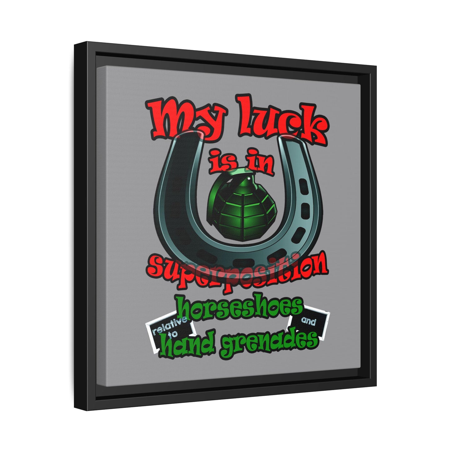 my luck - framed canvas art (grey)