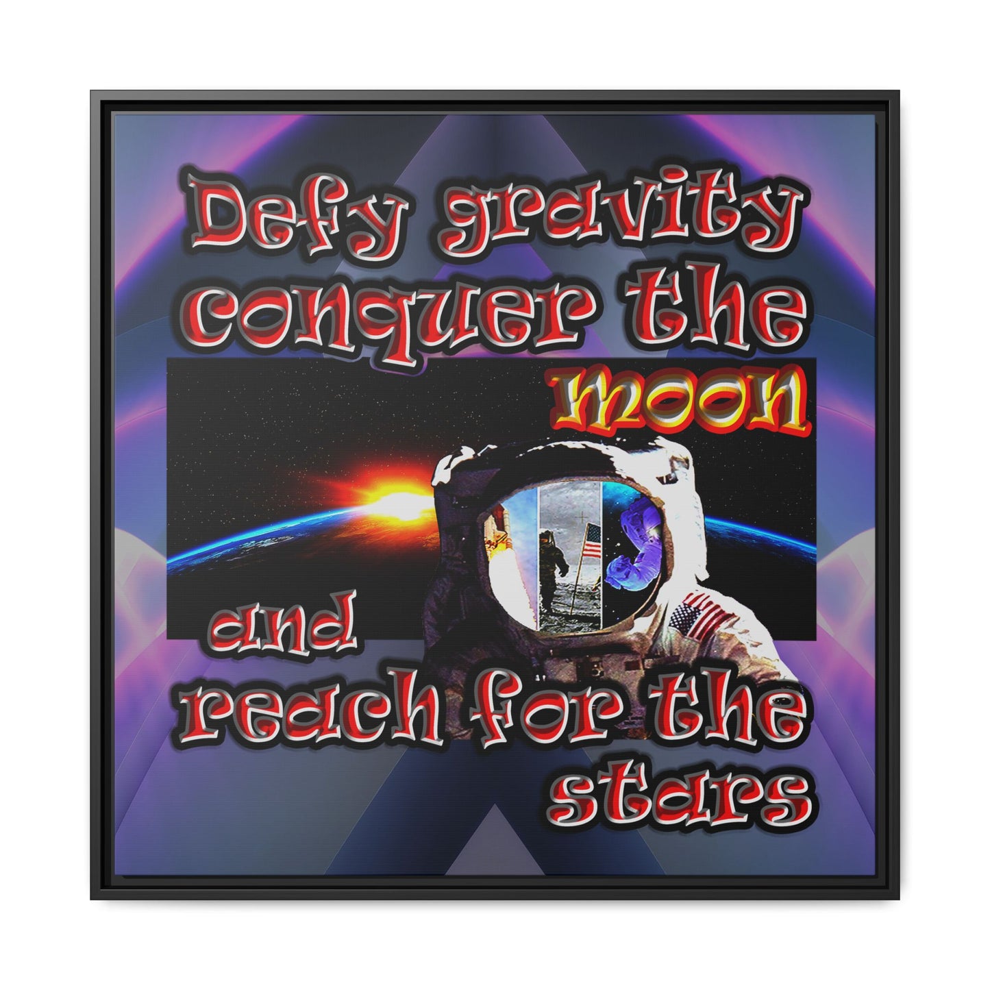 defy conquer reach - framed canvas art (grey-pink wave)