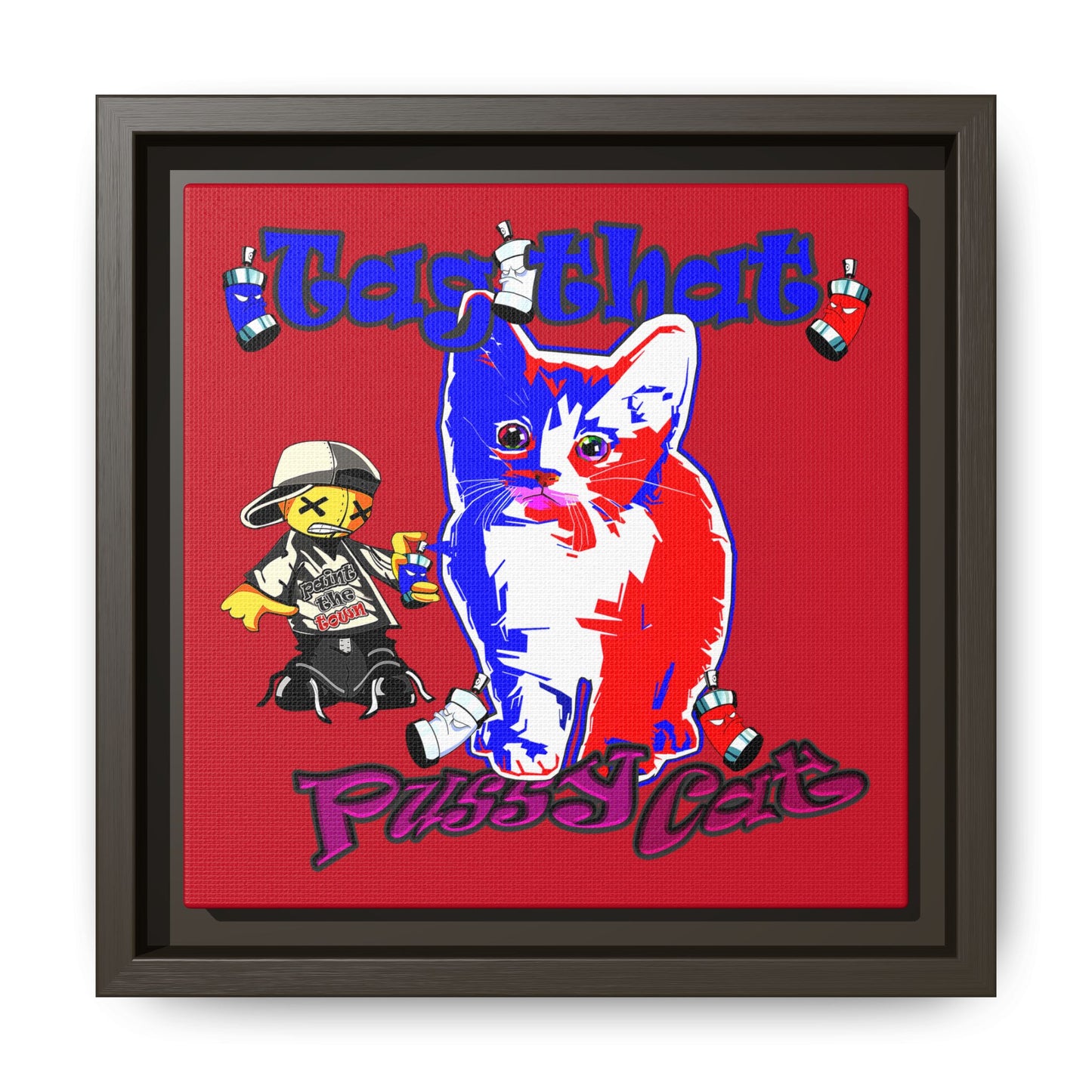 tag that - framed canvas art (dark red)