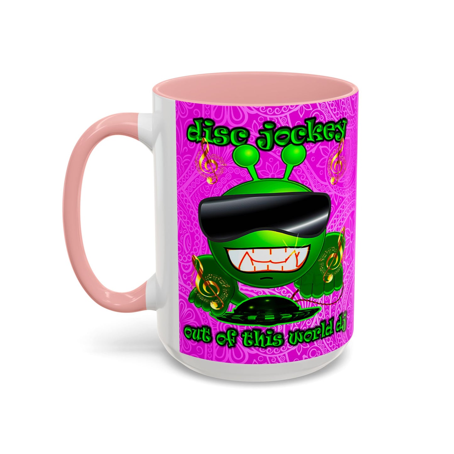 disc jockey - Accent Mug (pink swirl)