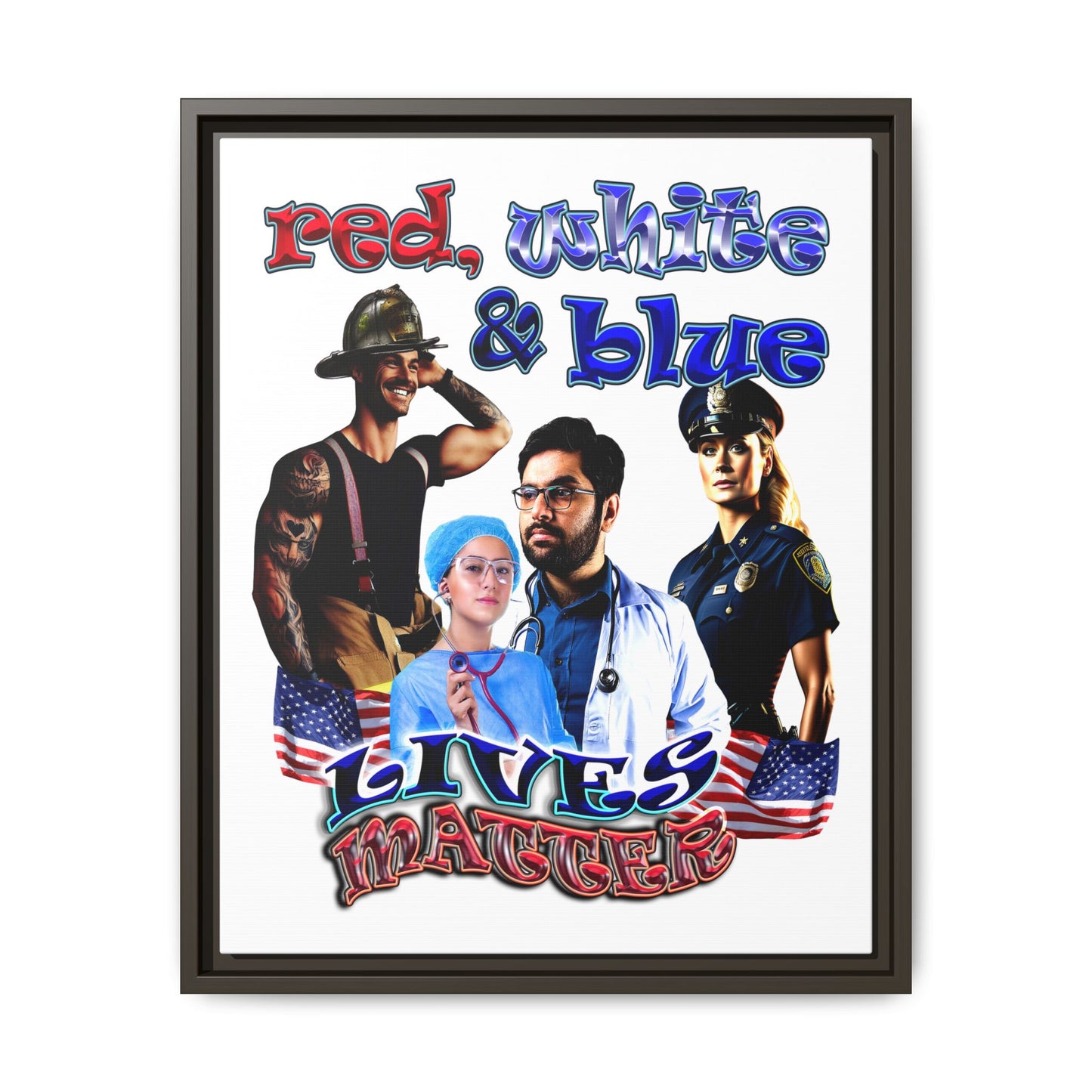 rw&b lives matter - framed canvas art (white)