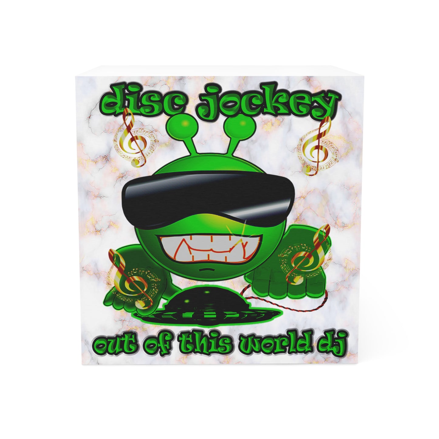 disc jockey - note cube (white marble)