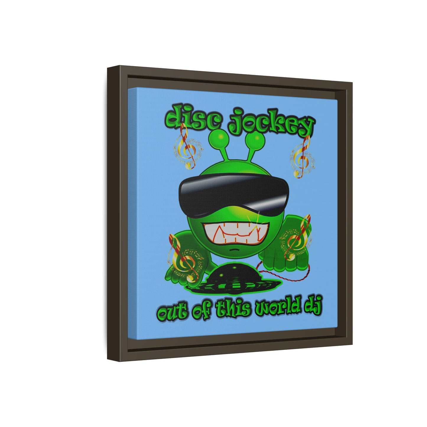 disc jockey - framed canvas art (light blue)