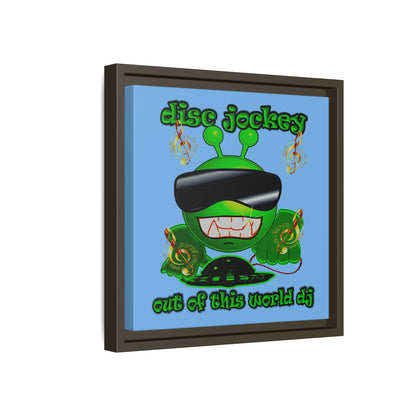disc jockey - framed canvas art (light blue)