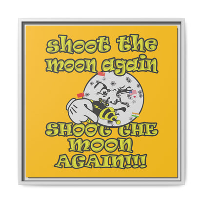 shoot the moon again - framed canvas art (yellow)