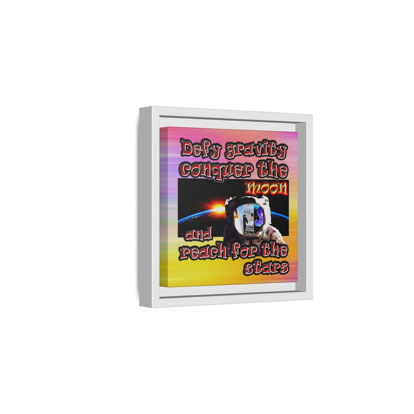 defy conquer reach - framed canvas art (color blur)