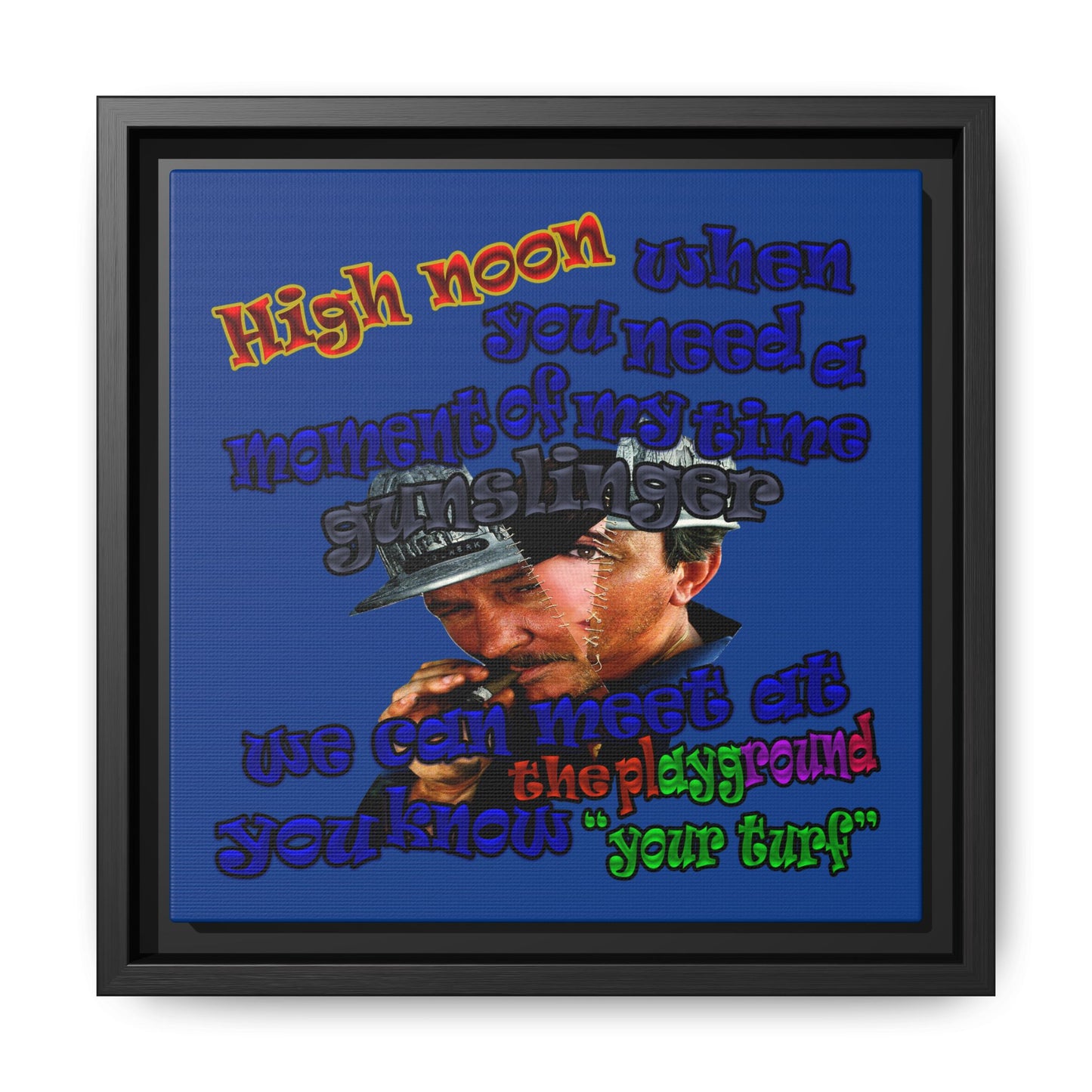 high noon - framed canvas art (dark blue)