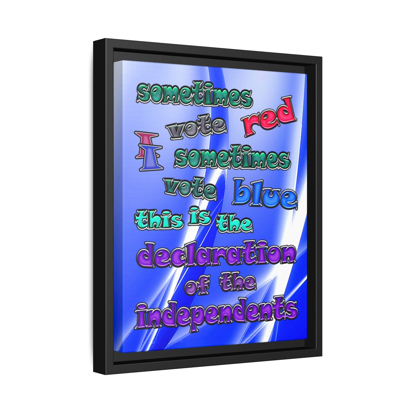 declaration of the independents - framed canvas art (blue-white wave)