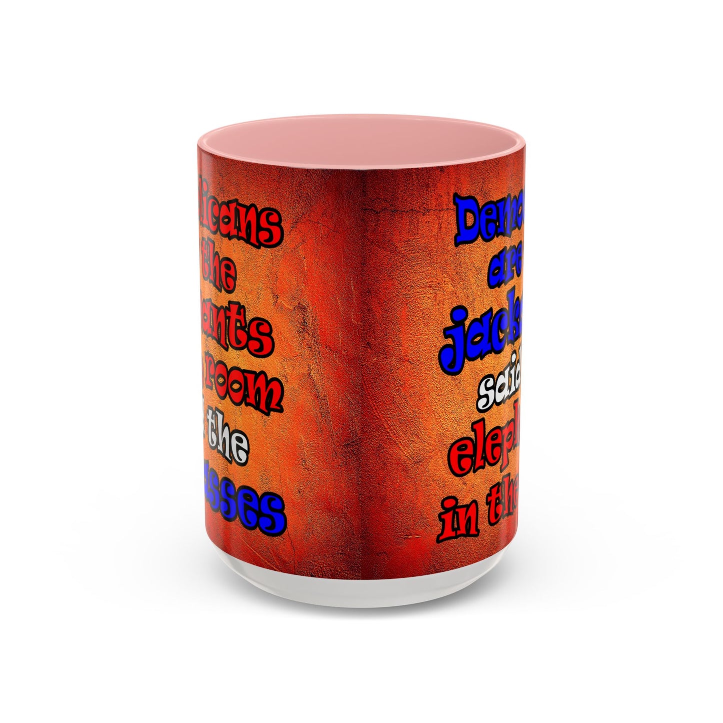 donkeys and elephants - Accent Mug (burnt orange)