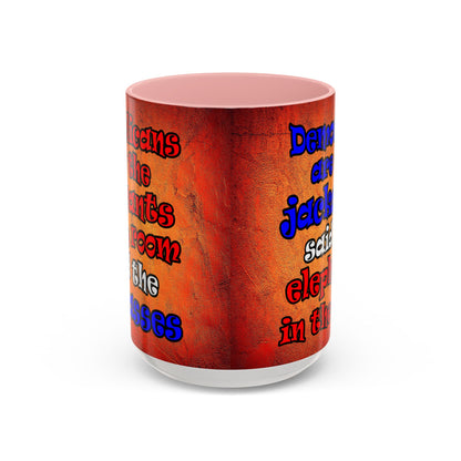 donkeys and elephants - Accent Mug (burnt orange)