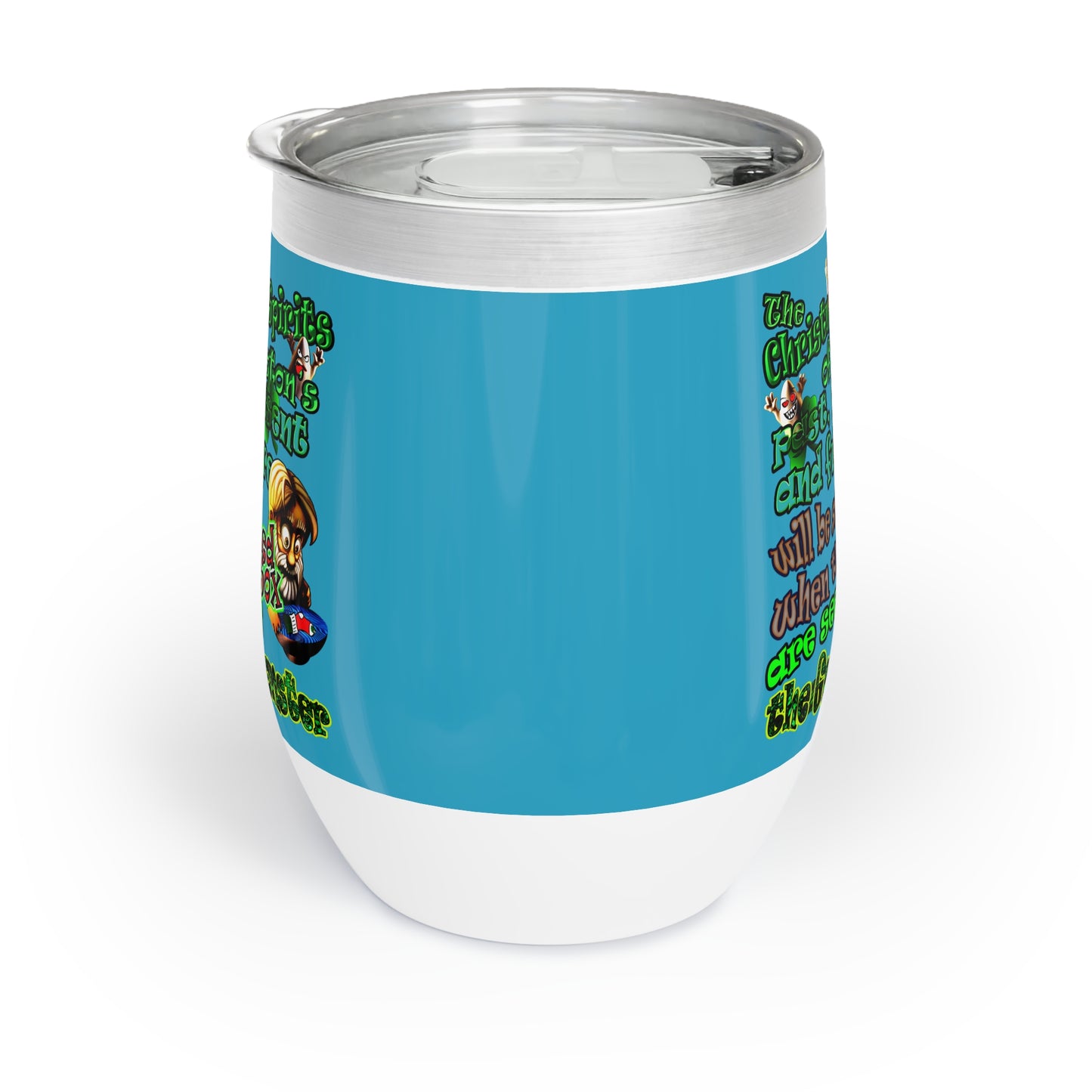 christmas spirits of boston - Chill Wine Tumbler (turquoise)