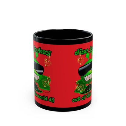 disc jockey - Black Mug (red)