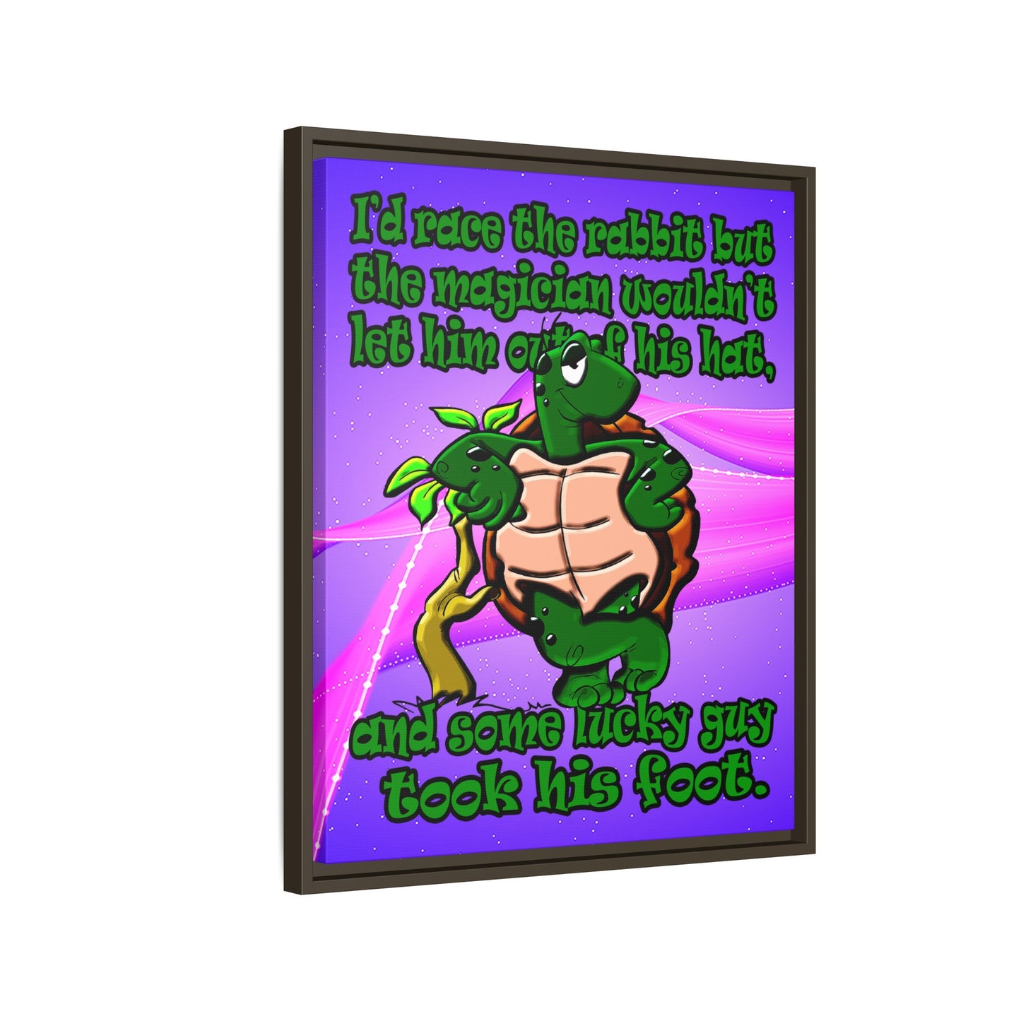 turtle race - framed canvas art (purple-pink wave)