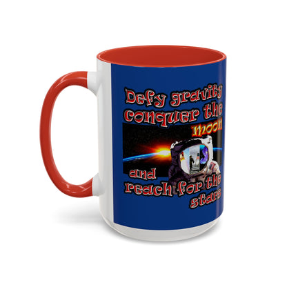 defy conquer reach - Accent Mug (dark blue)