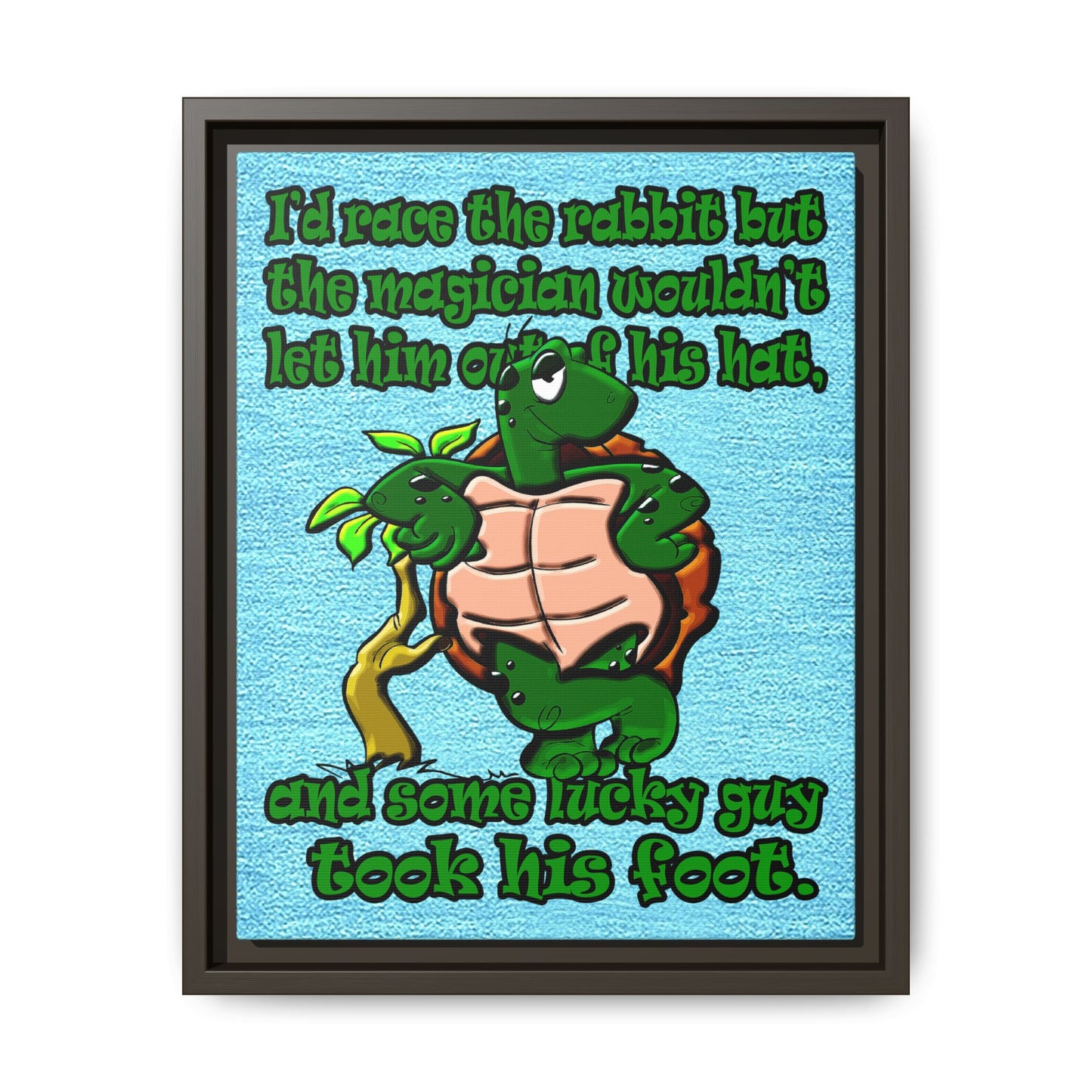 turtle race - framed canvas art (faded blue)