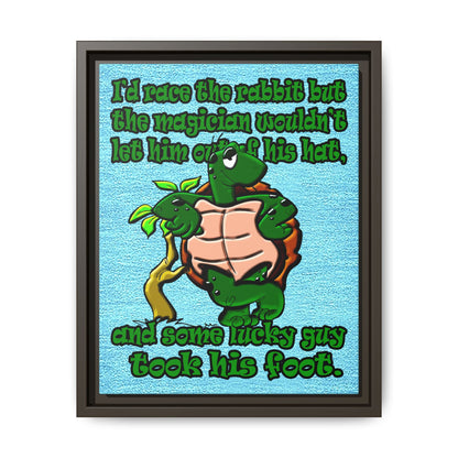 turtle race - framed canvas art (faded blue)