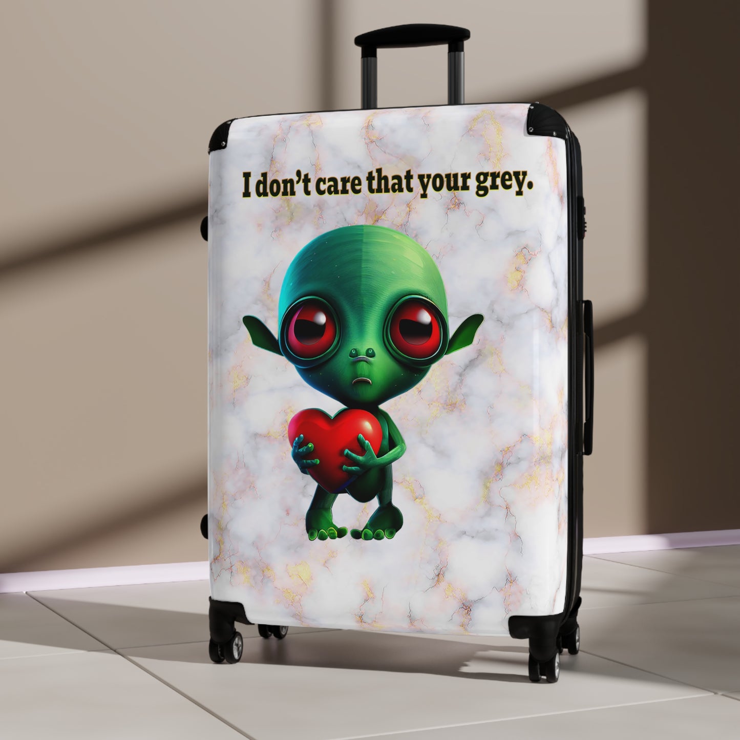 I don't care that your grey - Suitcase (white marble)