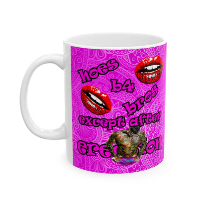 hoes b4 bros - White Mug (pink swirl)