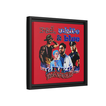 rw&b lives matter - framed canvas art (dark red)