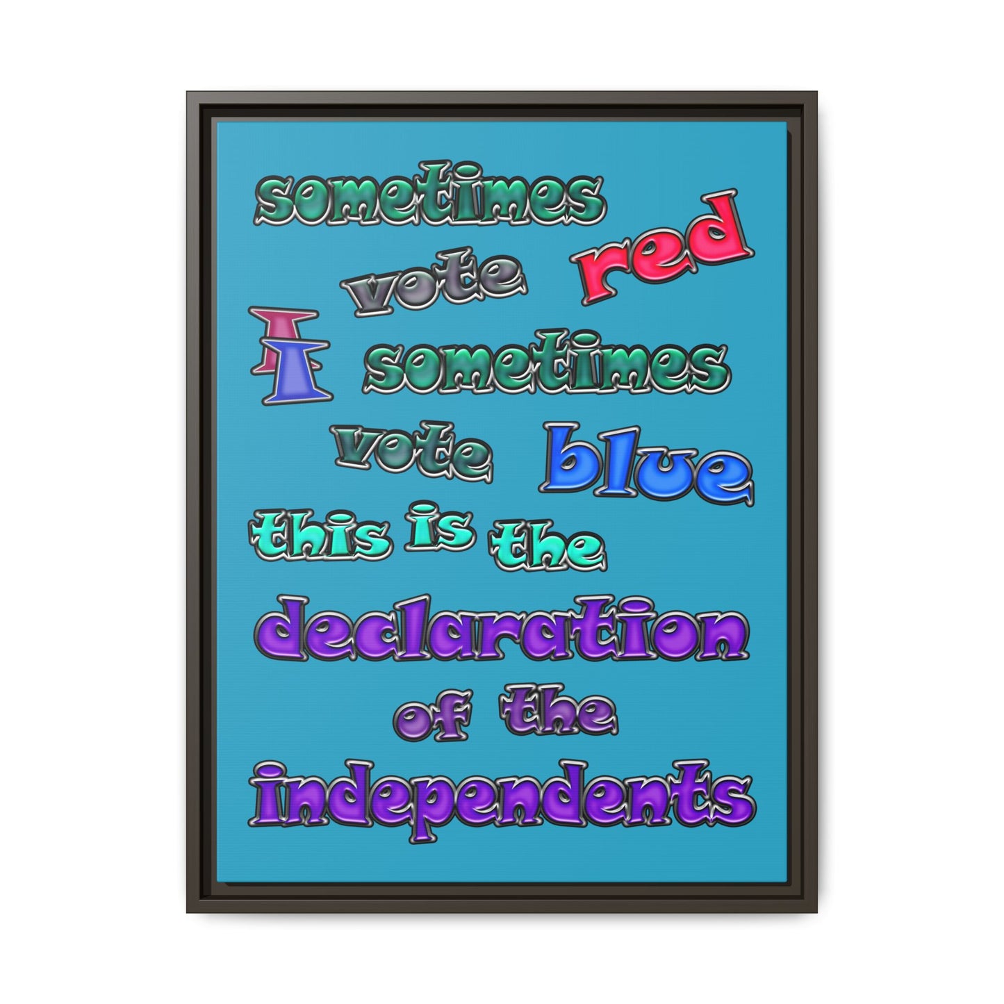 declaration of the independents - framed canvas art (turquoise)