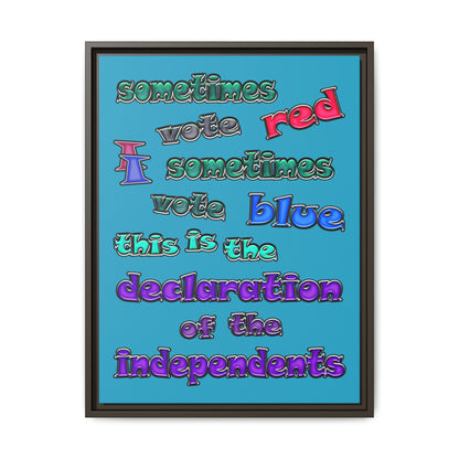 declaration of the independents - framed canvas art (turquoise)