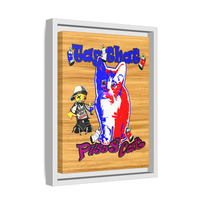 tag that - framed canvas art (butterscotch wood finish)