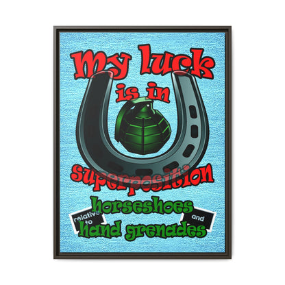 my luck - framed canvas art (faded blue)