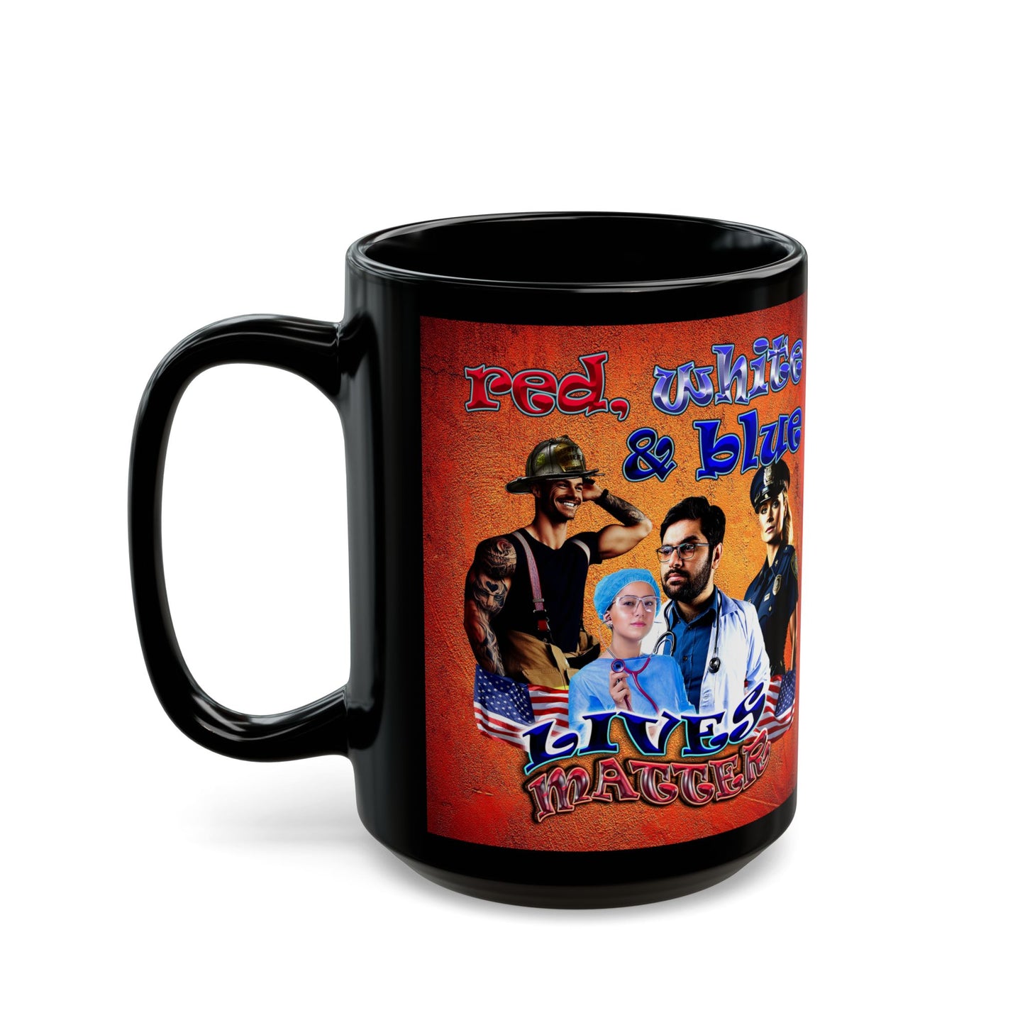rw&b lives matter - Black Mug (burnt orange)