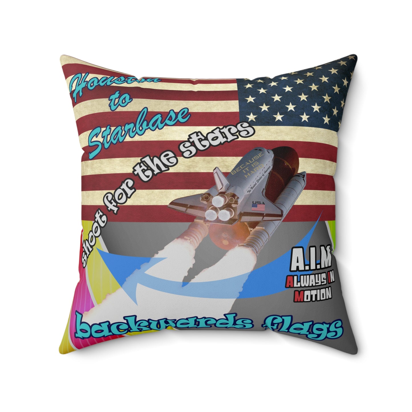 shoot for the stars - Spun Polyester Square Pillow - (rainbow split)
