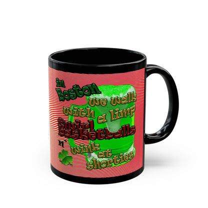 celtics logo - Black Mug (yellow-orange wave)