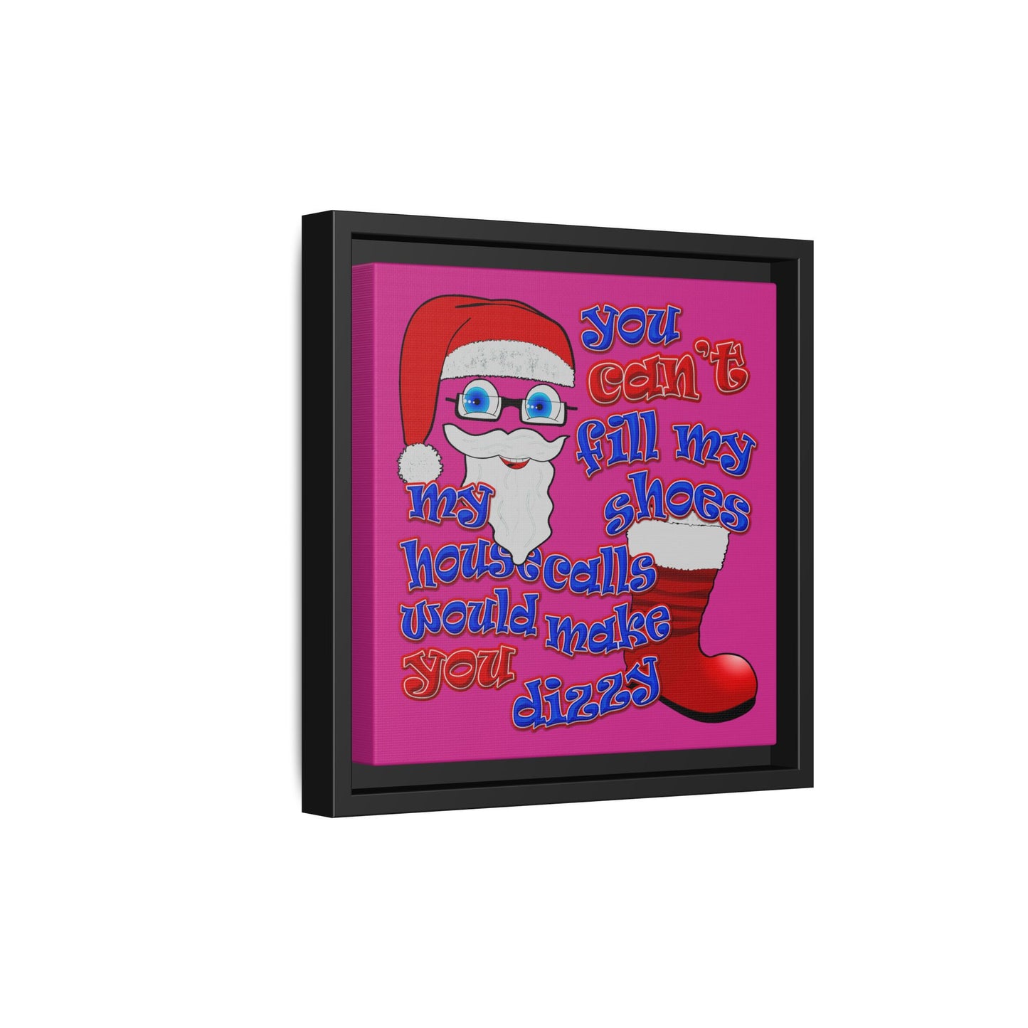 santa's shoes - framed canvas art (pink)