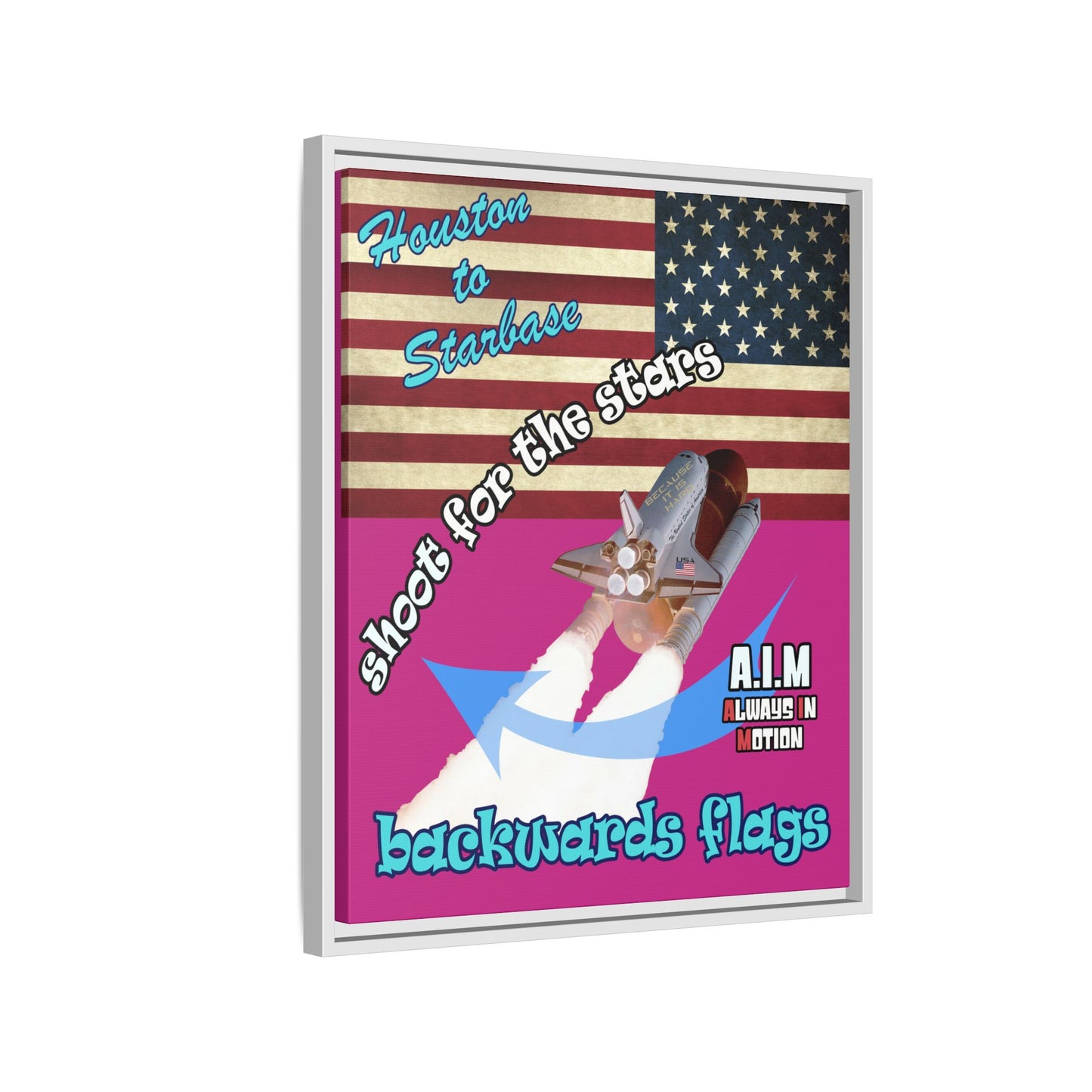 shoot for the stars - framed canvas art (pink)